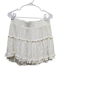 Lulus Ivory Tiered Ruffle Mini Skirt Boho Cottagecore Large